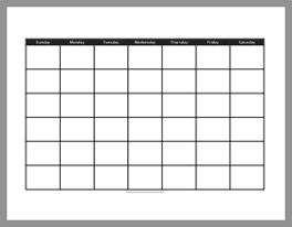 Printable Blank Monthly Calendar (Landscape)