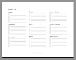 Printable Three Column Grocery List
