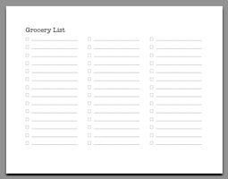 Printable Three Column Grocery List