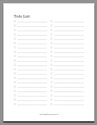 Printable Two Column Todo List